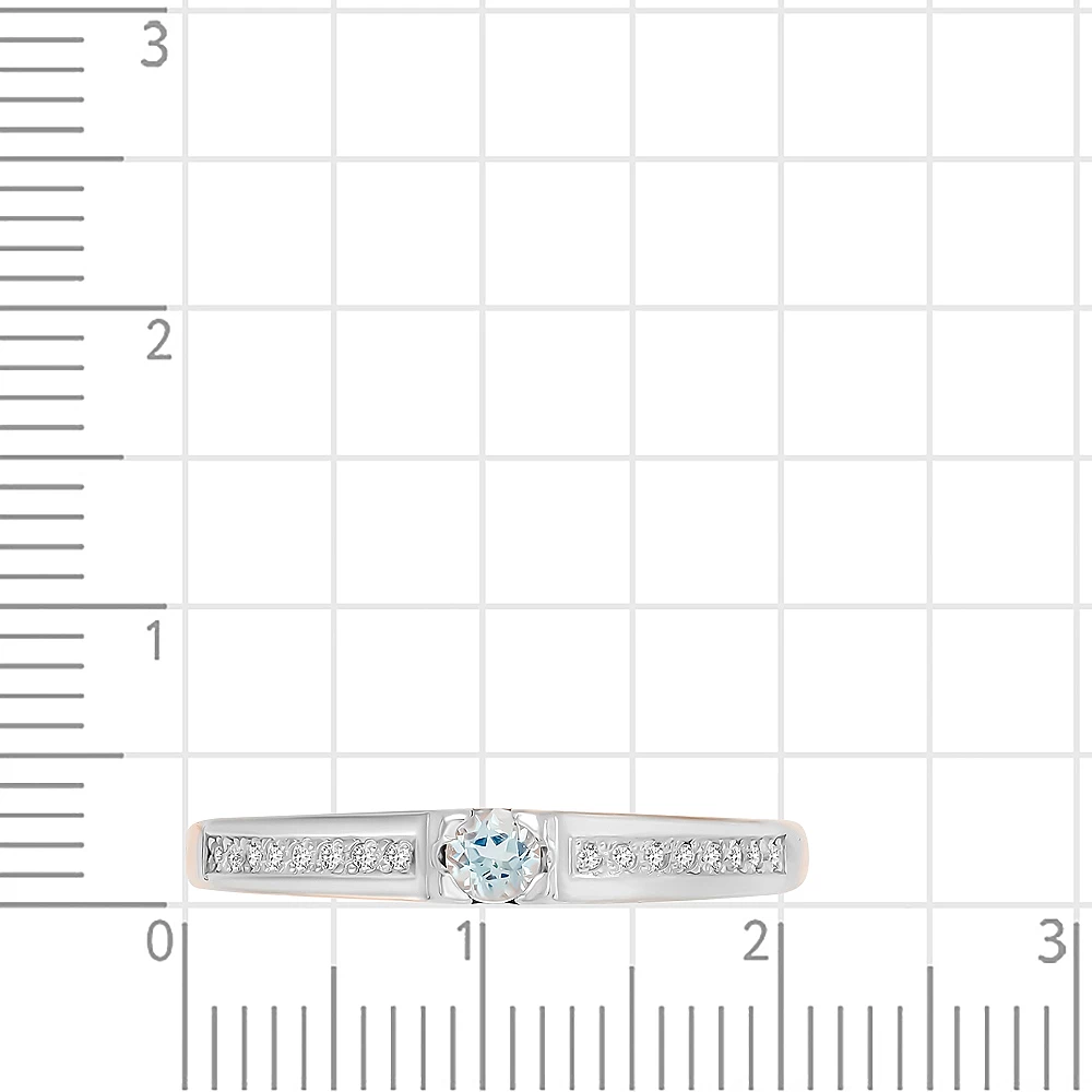 Кольцо с топазом и фианитами из красного золота 585 пробы 2