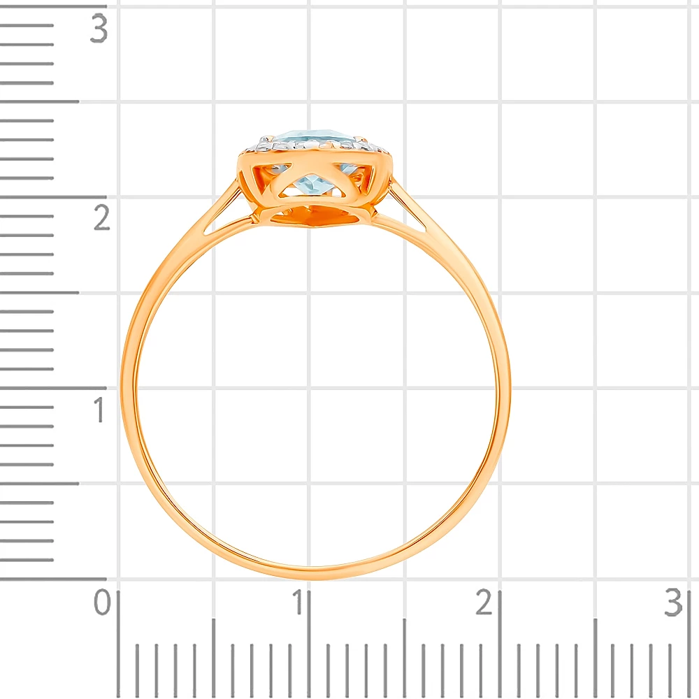 Кольцо с топазом и фианитами из красного золота 585 пробы 4