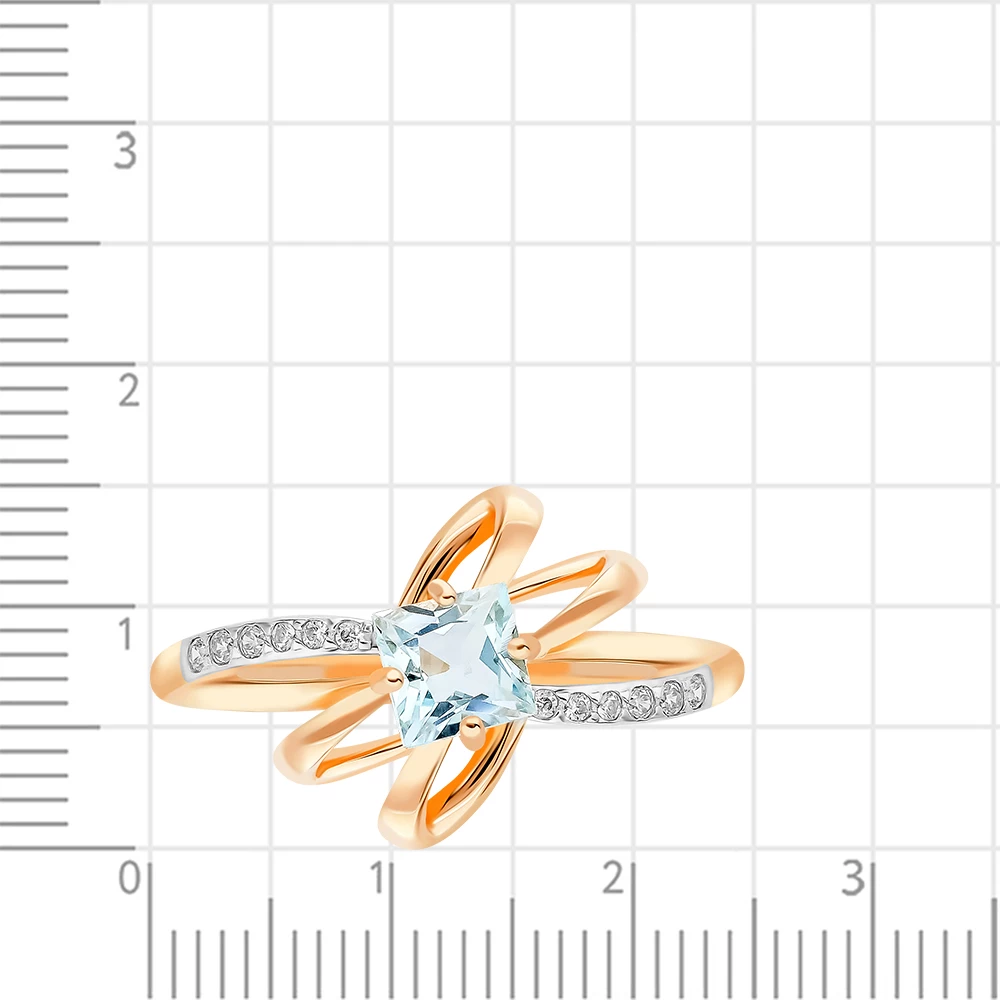 Кольцо с топазом и фианитами из красного золота 375 пробы 2