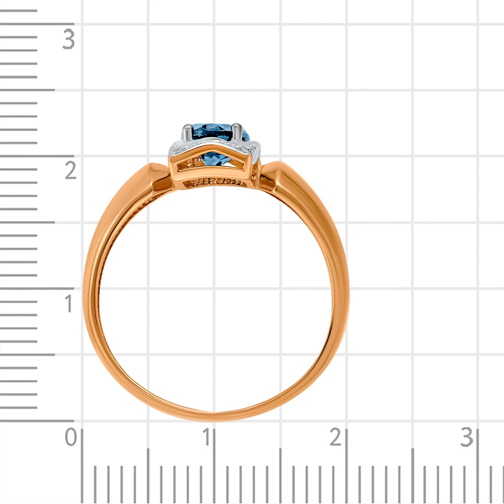 Кольцо с топазом лондон и фианитами из красного золота 375 пробы 4
