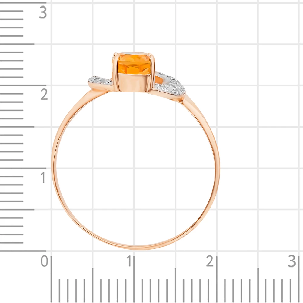 Кольцо с цитрином и фианитами из красного золота 375 пробы 3