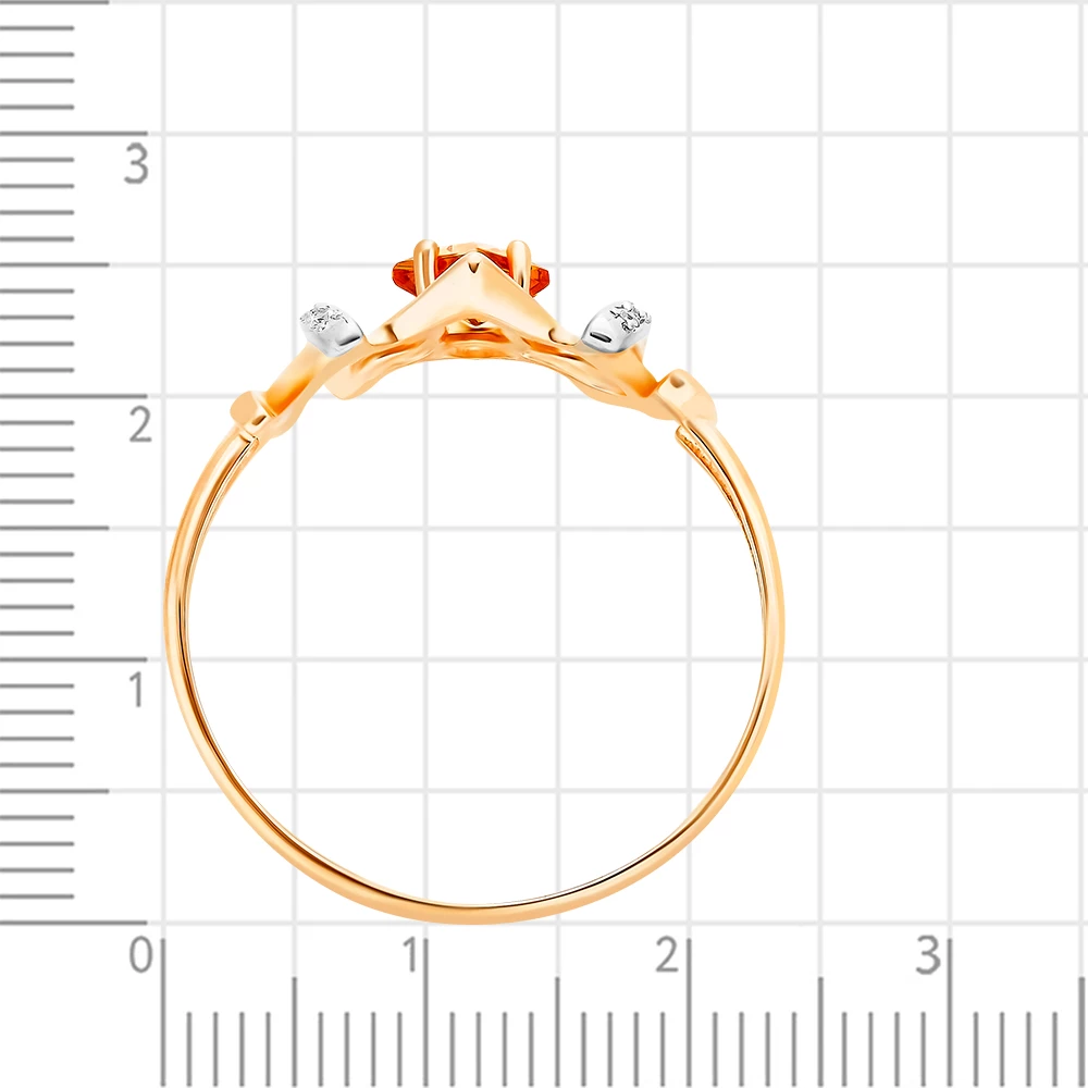 Кольцо с цитрином и фианитами из красного золота 375 пробы 3