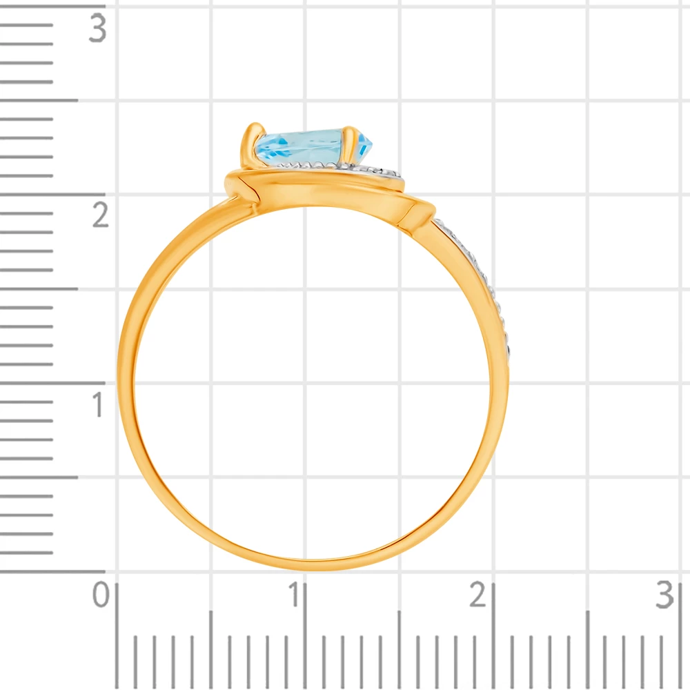 Кольцо с топазом и фианитами из красного золота 585 пробы 3