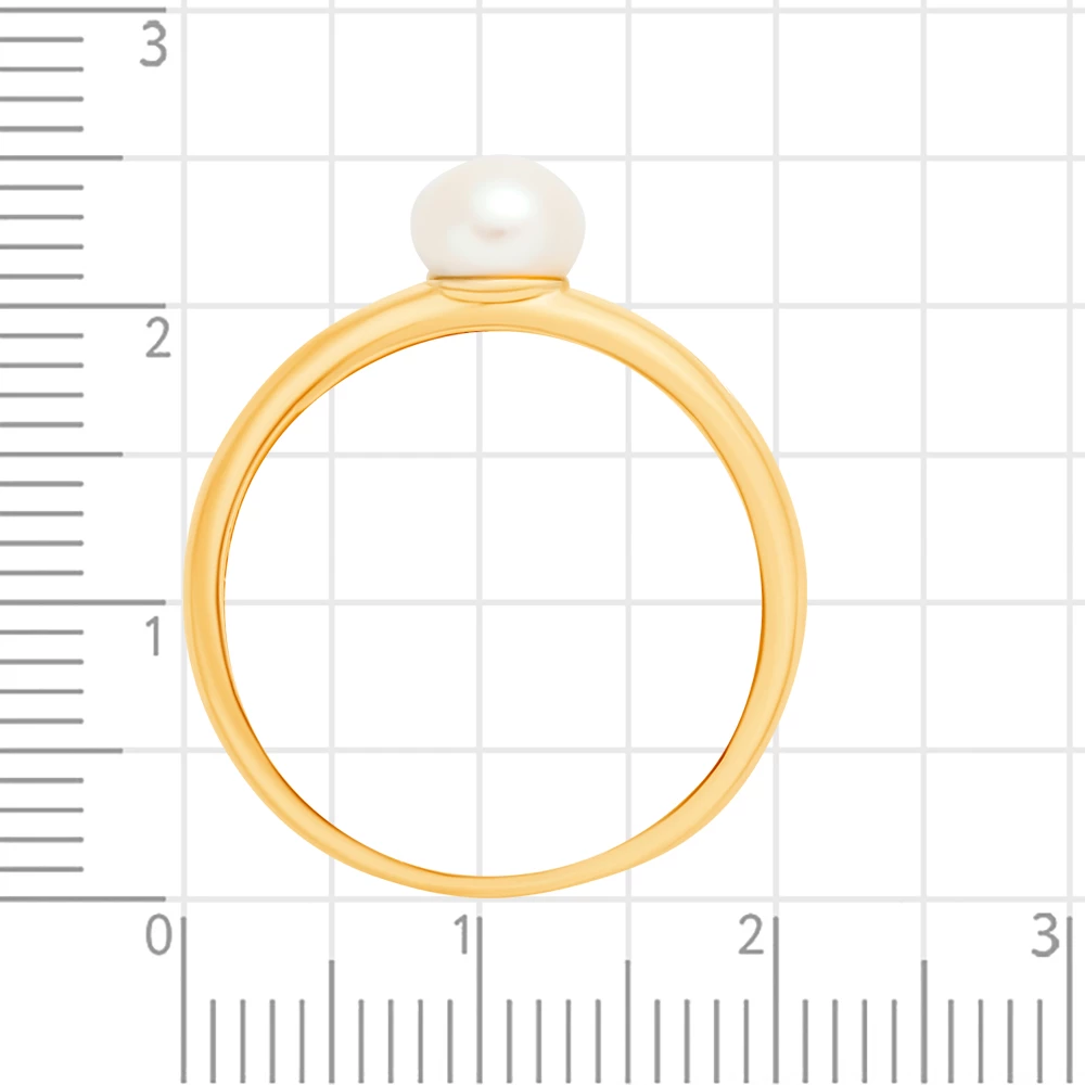 Кольцо с культивированным жемчугом и фианитами из красного золота 585 пробы 3