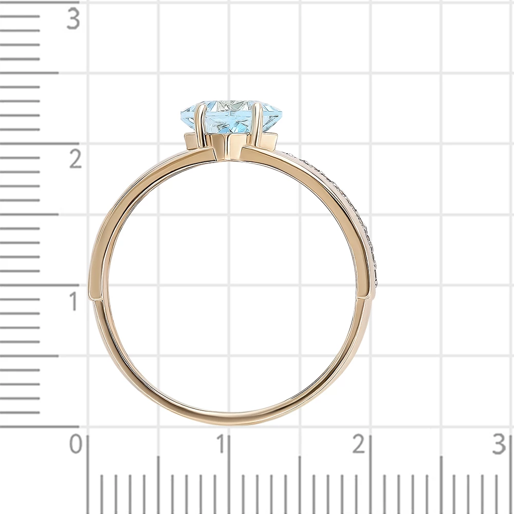 Кольцо с топазом и фианитами из красного золота 375 пробы 3