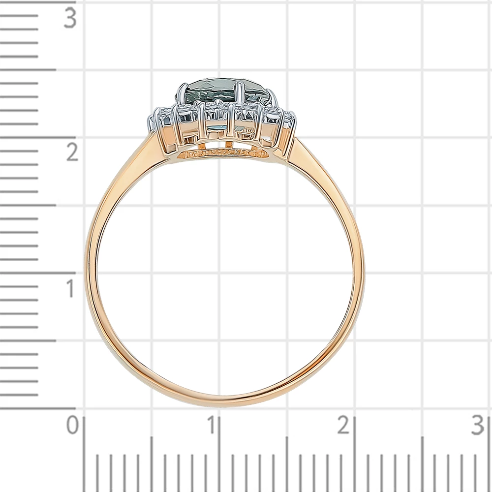 Кольцо с топазом лондон и фианитами из красного золота 375 пробы 3