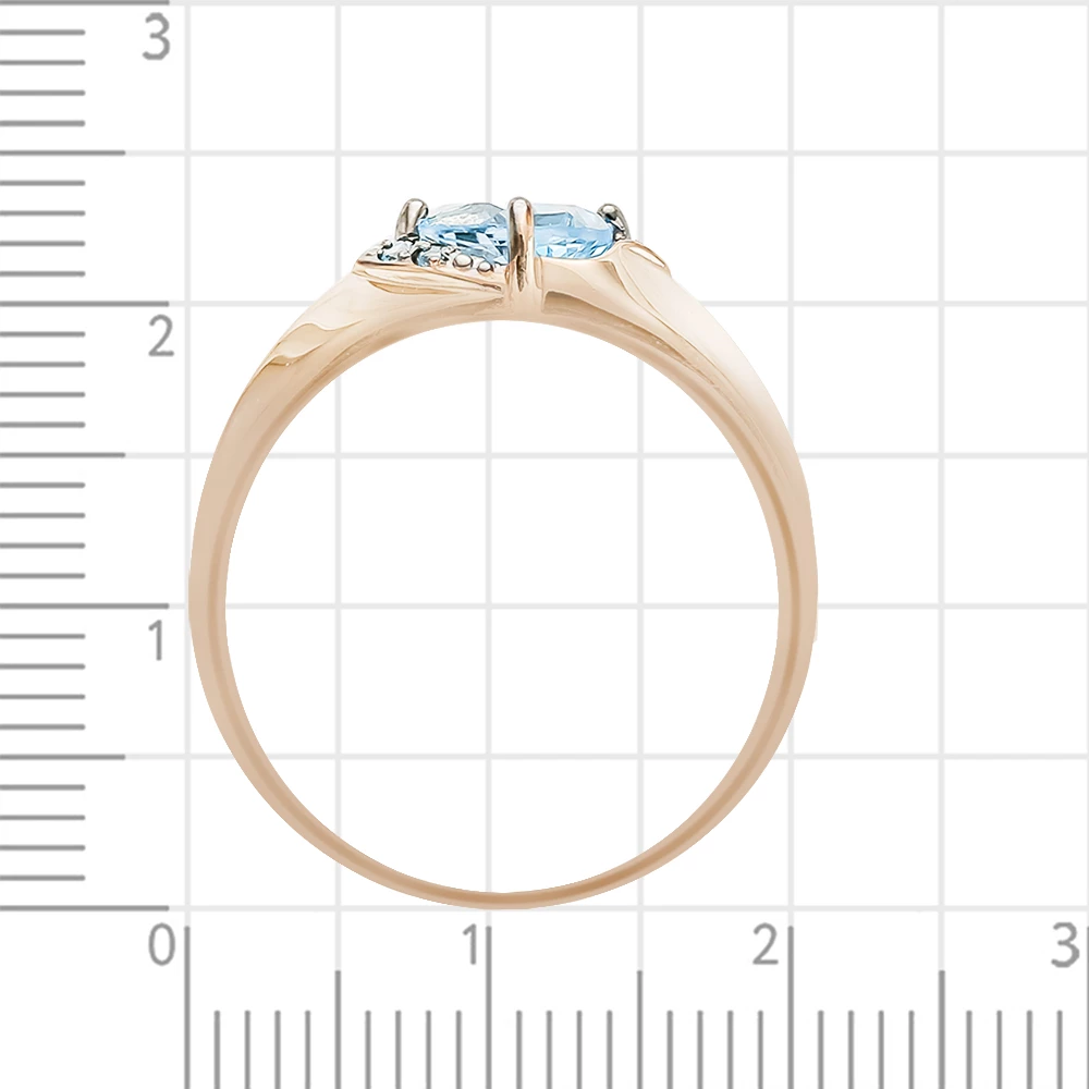 Кольцо с топазом и фианитами из красного золота 375 пробы 3