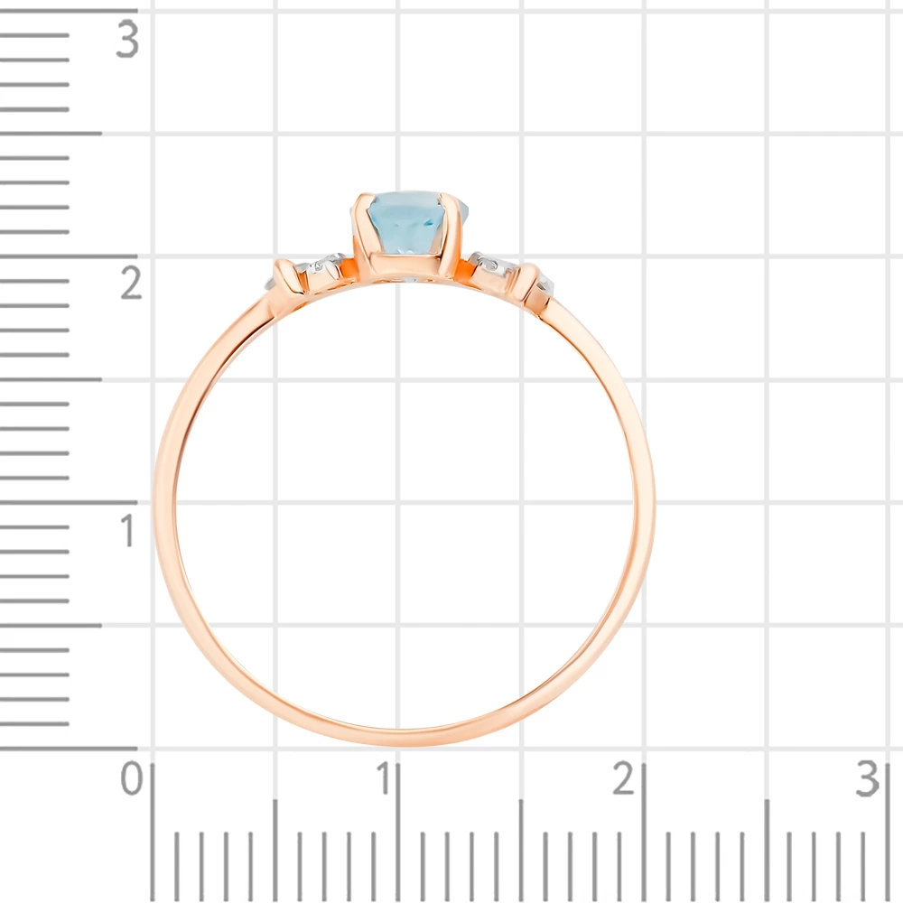 Кольцо с топазом и фианитами из красного золота 585 пробы 3