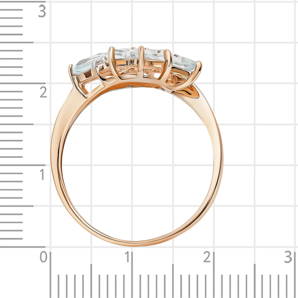 Кольцо с топазом и фианитами из красного золота 585 пробы 3
