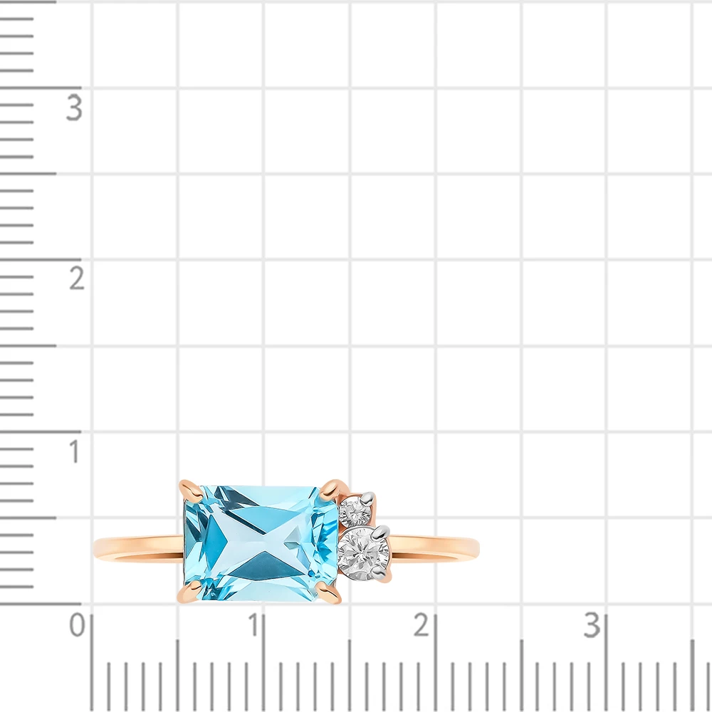 Кольцо с топазом и фианитом из красного золота 585 пробы 2