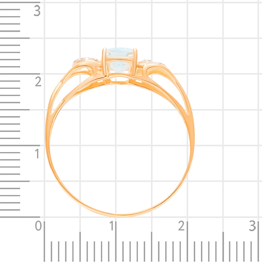 Кольцо с топазом и фианитами из красного золота 585 пробы 3