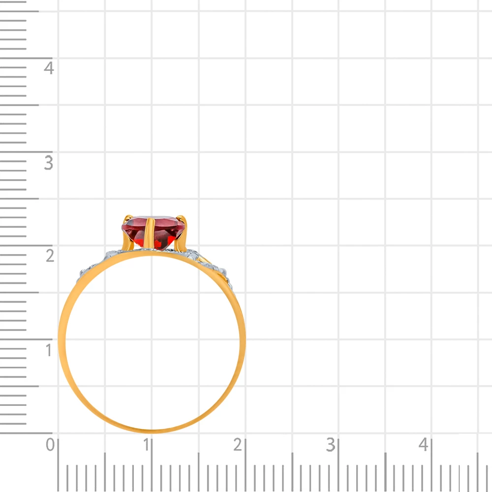 Кольцо с гранатом и фианитами из красного золота 375 пробы 3