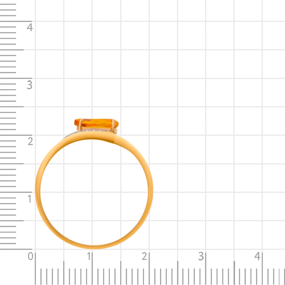 Кольцо с цитрином и фианитами из красного золота 375 пробы 3