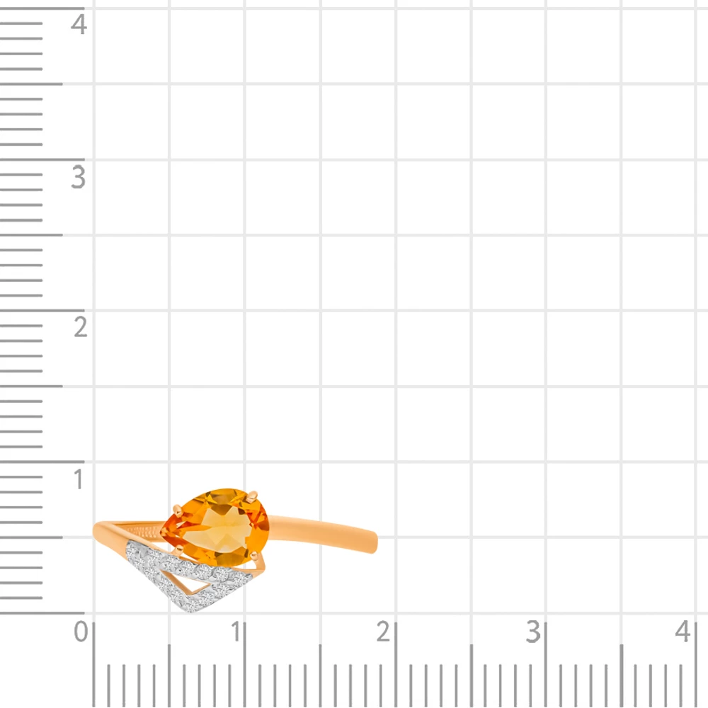 Кольцо с цитрином и фианитами из красного золота 375 пробы 2