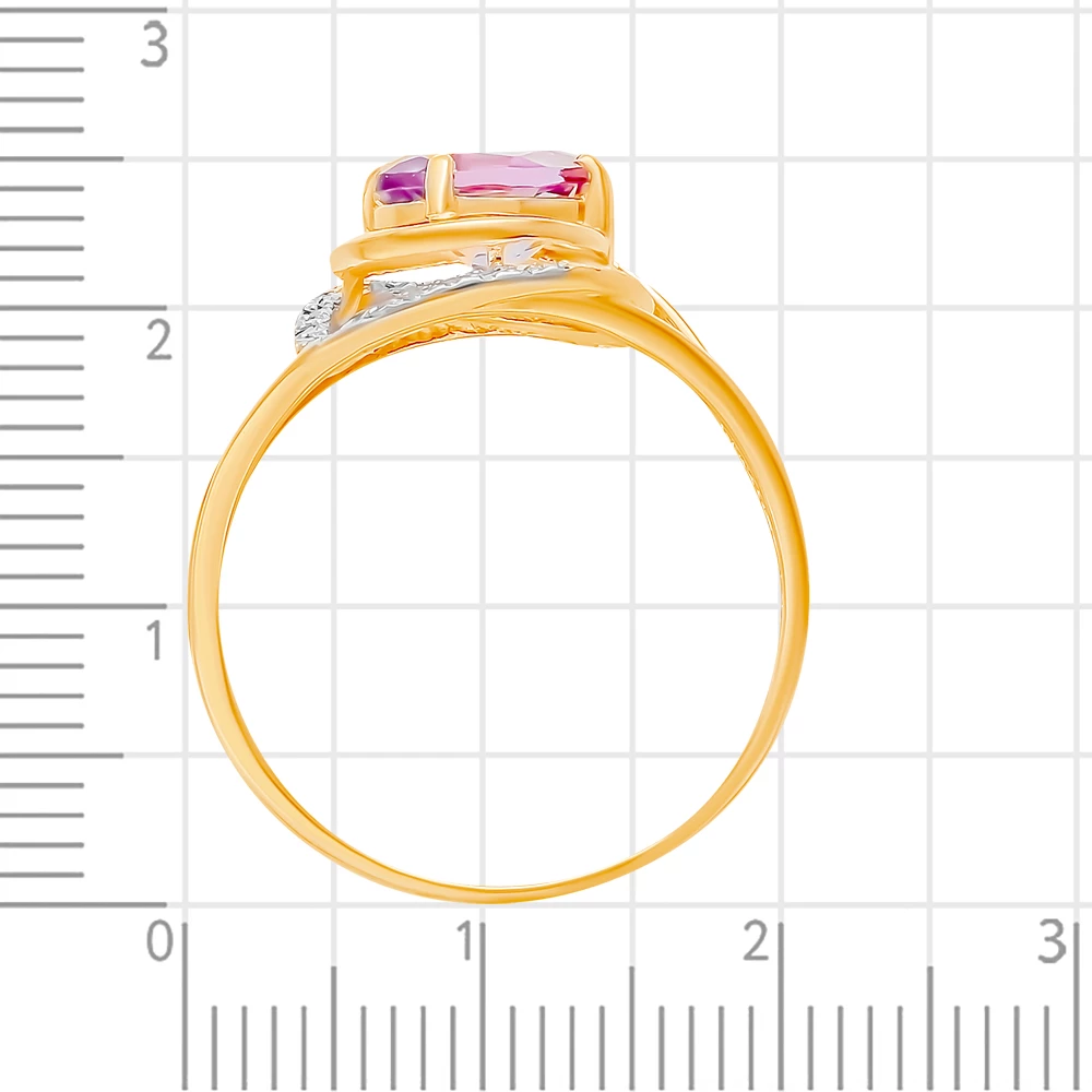Кольцо с аметистом и фианитами из красного золота 375 пробы 3