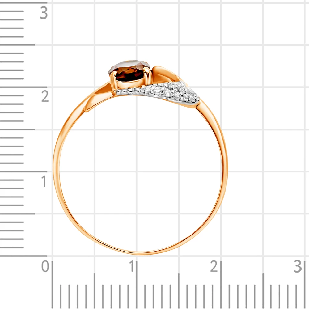 Кольцо с раух-топазом и фианитами из красного золота 375 пробы 3