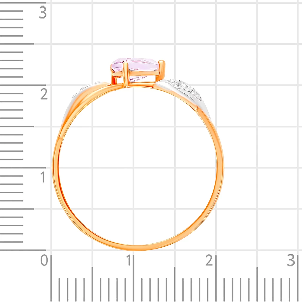 Кольцо с аметистом и фианитами из красного золота 375 пробы 3