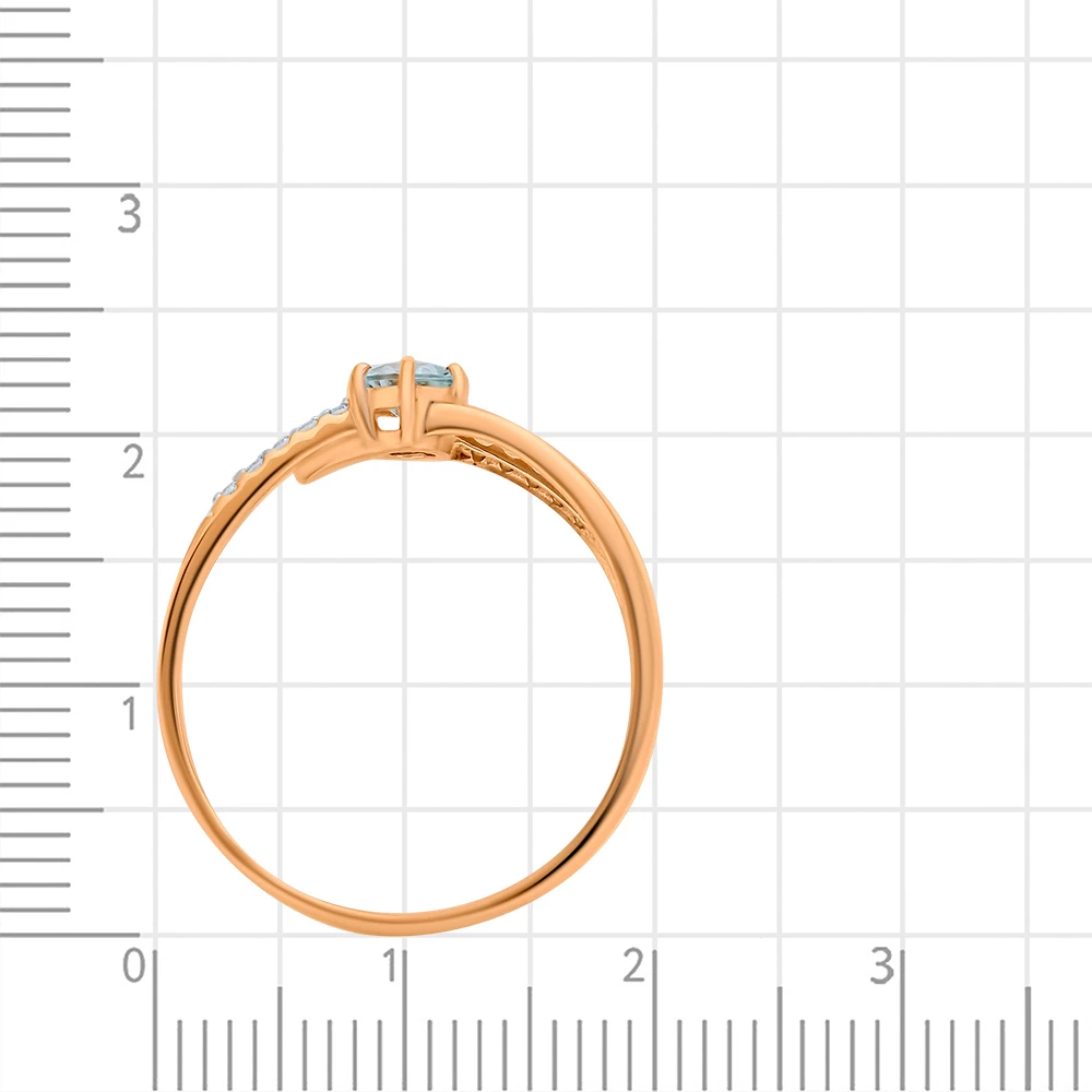 Кольцо с топазом и фианитами из красного золота 585 пробы 3