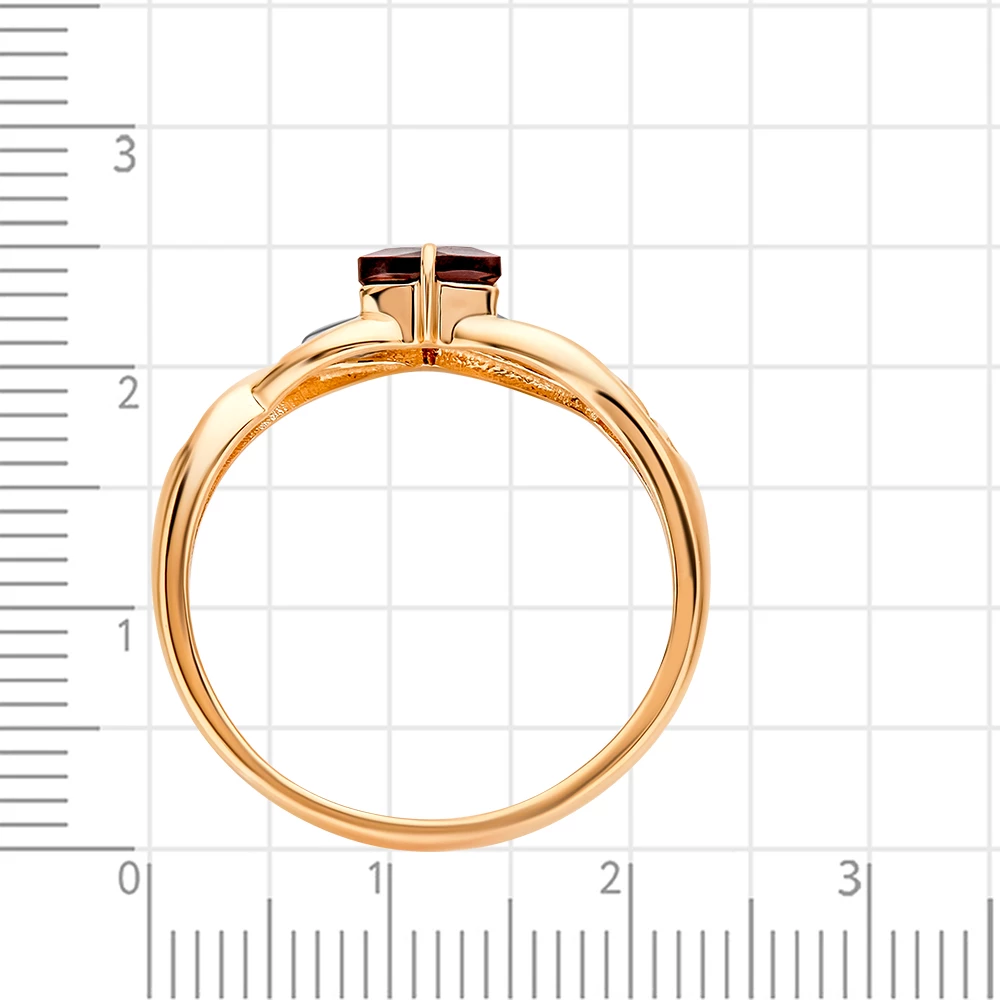 Кольцо с гранатом из красного золота 585 пробы 3