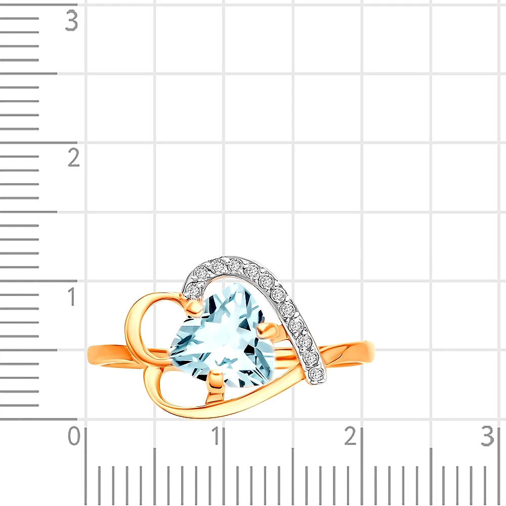 Кольцо с топазом и фианитами из красного золота 375 пробы 2