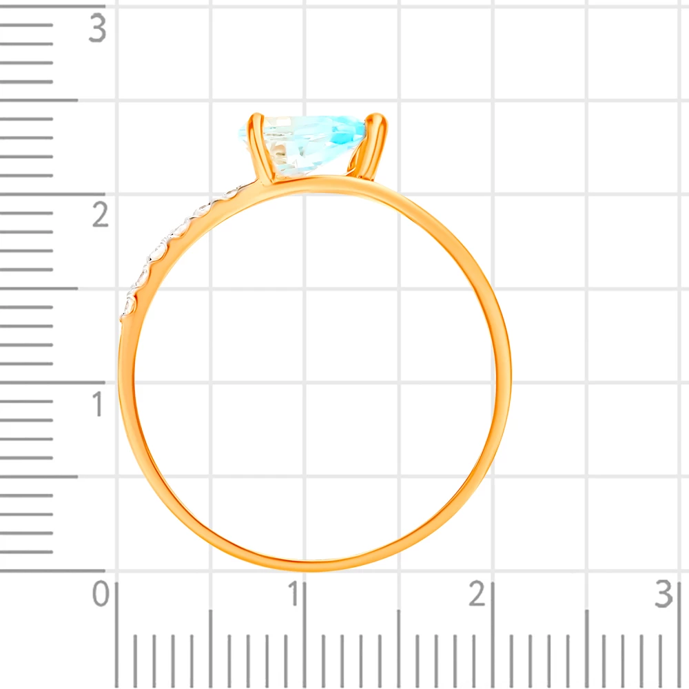 Кольцо с топазом и фианитами из красного золота 585 пробы 3