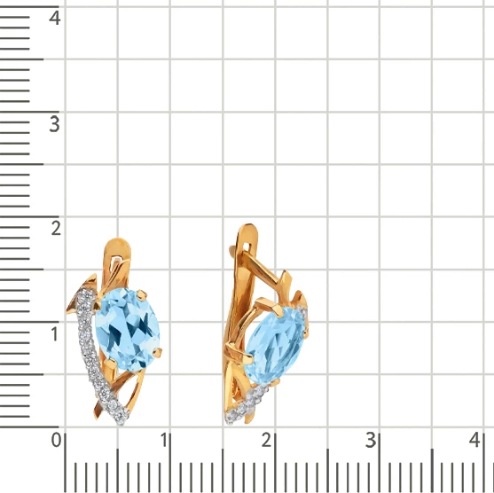 Серьги с топазом и фианитами из красного золота 375 пробы 2