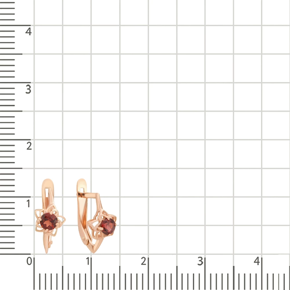 Серьги с гранатами из красного золота 375 пробы 2