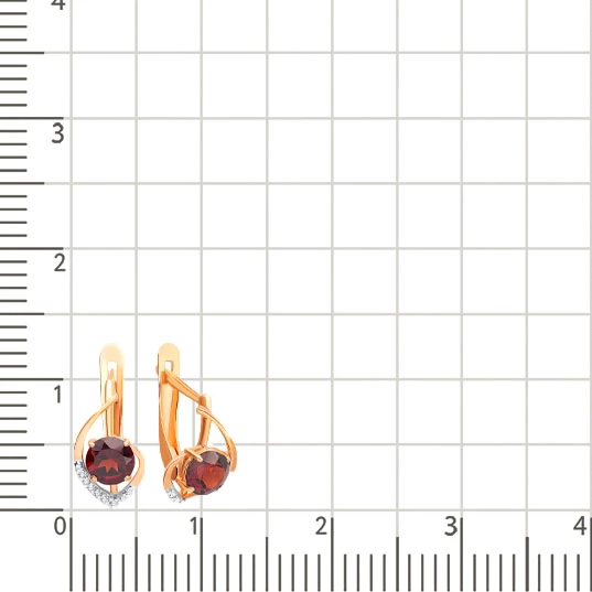 Серьги с гранатом и фианитами из красного золота 375 пробы 2