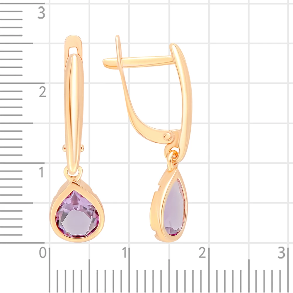 Серьги с аметистами из красного золота 375 пробы 3