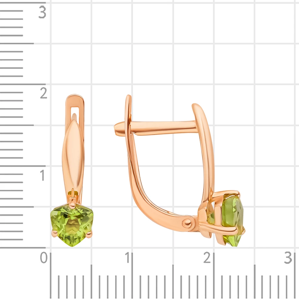 Серьги с хризолитами из красного золота 375 пробы 2