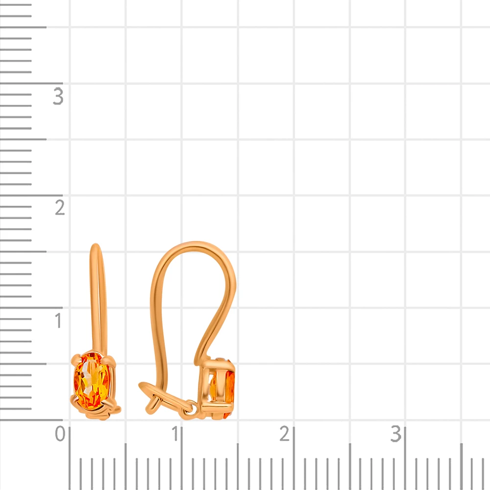 Серьги с цитринами из красного золота 585 пробы 2