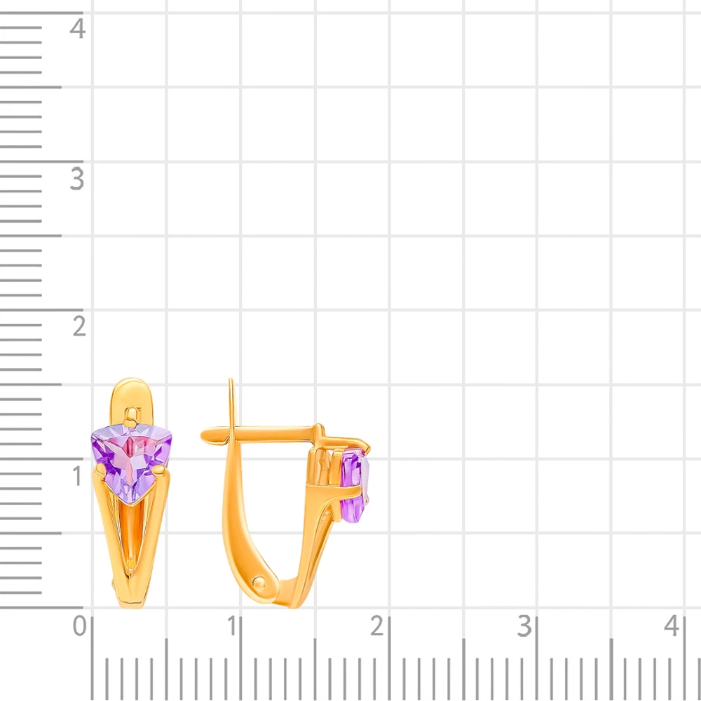 Серьги с аметистами из красного золота 375 пробы 2