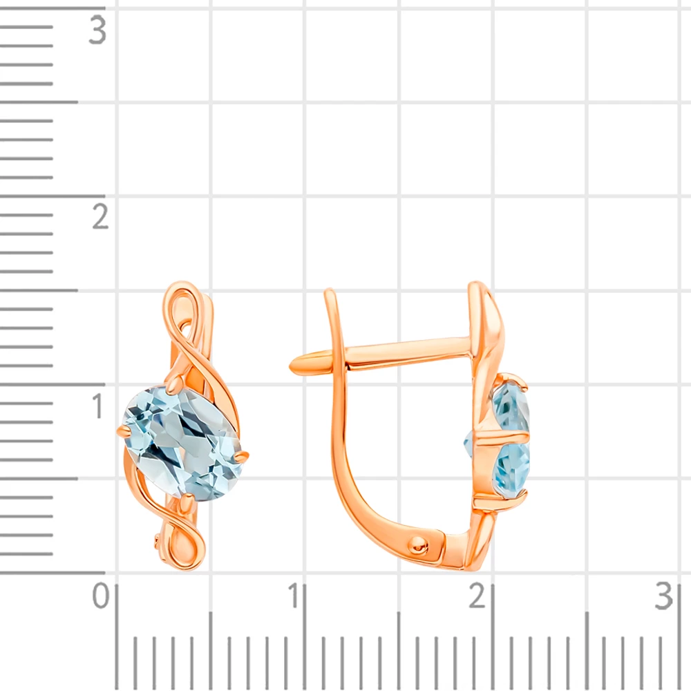 Серьги с топазами из красного золота 375 пробы 2