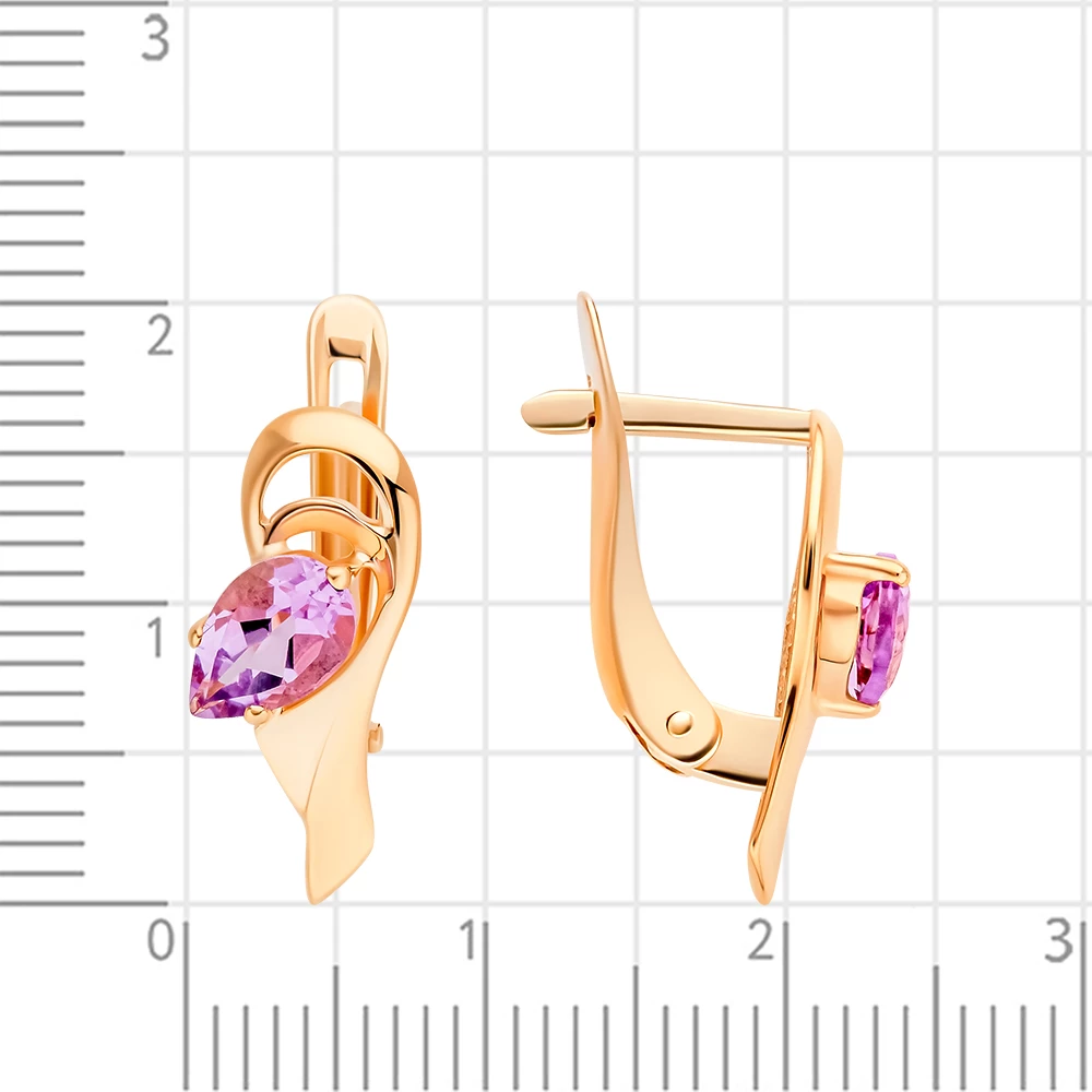 Серьги с аметистами из красного золота 375 пробы 2