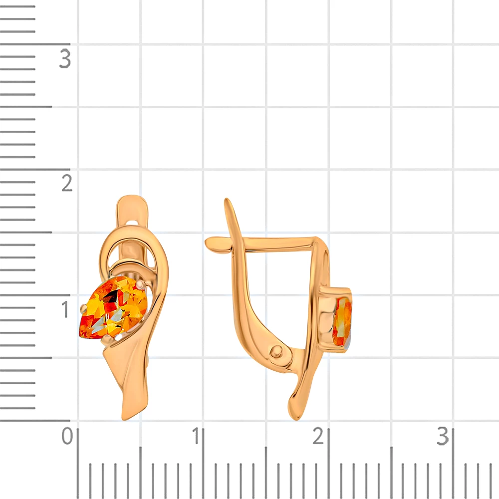 Серьги с цитринами из красного золота 375 пробы 2