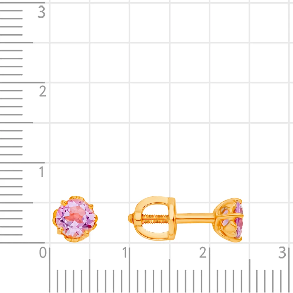 Серьги с аметистами из красного золота 585 пробы 2