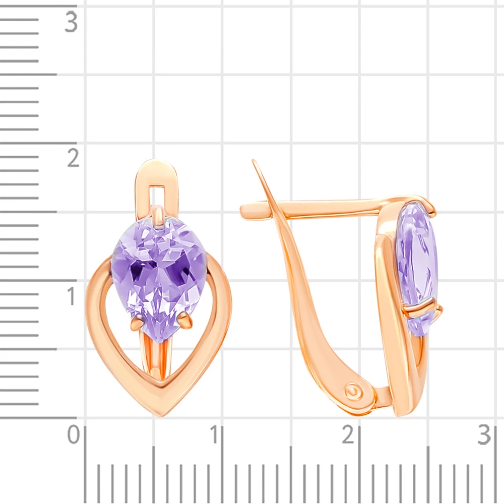 Серьги с аметистами из красного золота 585 пробы 3