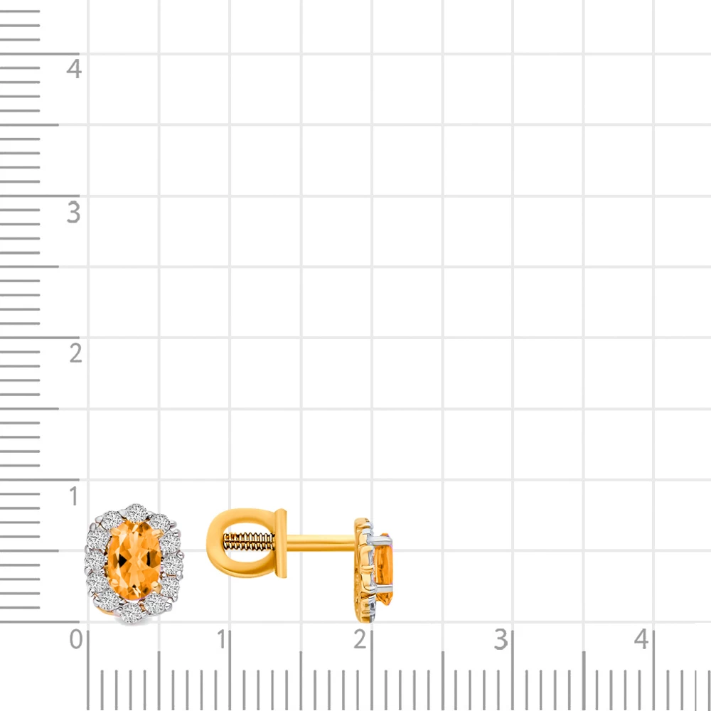 Серьги с цитрином и фианитами из красного золота 375 пробы 2
