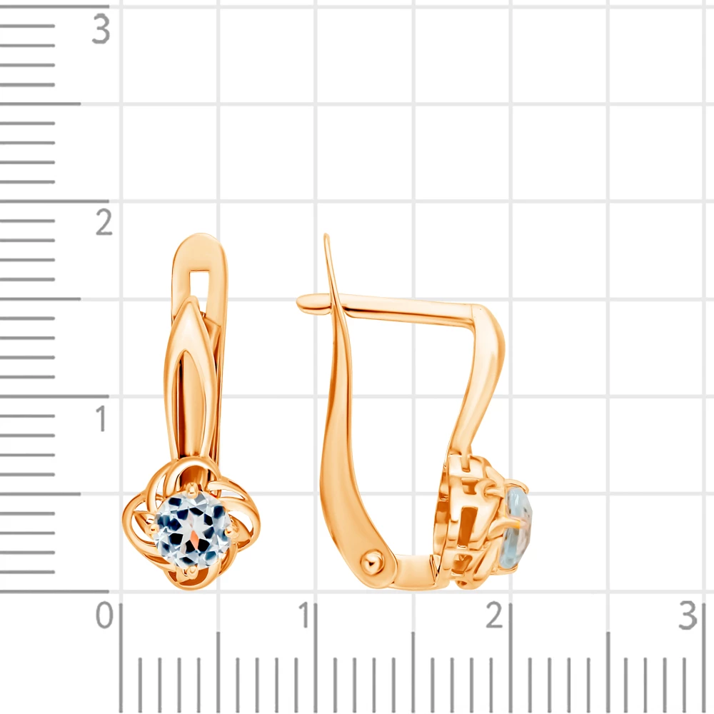 Серьги с топазами из красного золота 375 пробы 2