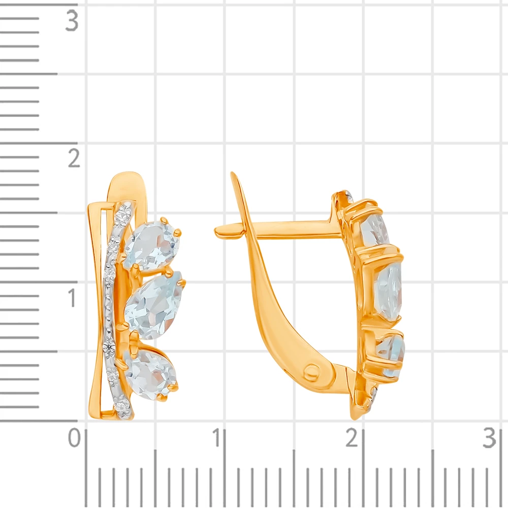 Серьги с топазом и фианитами из красного золота 375 пробы 2