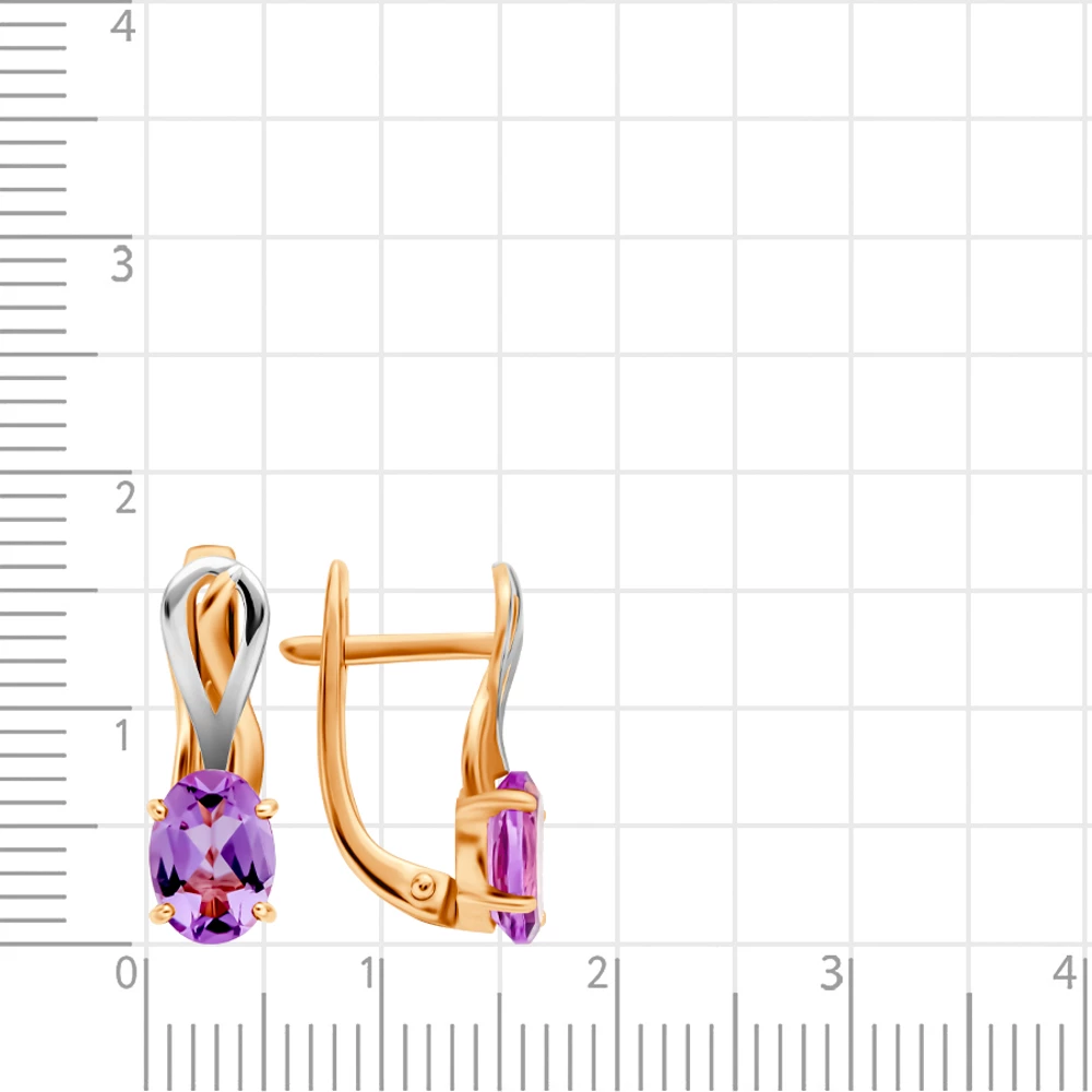 Серьги с аметистами из красного золота 375 пробы 2