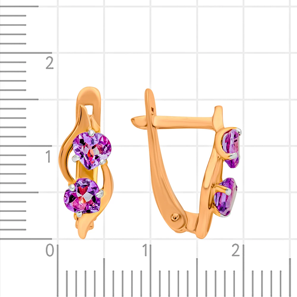 Серьги с аметистами из красного золота 375 пробы 2