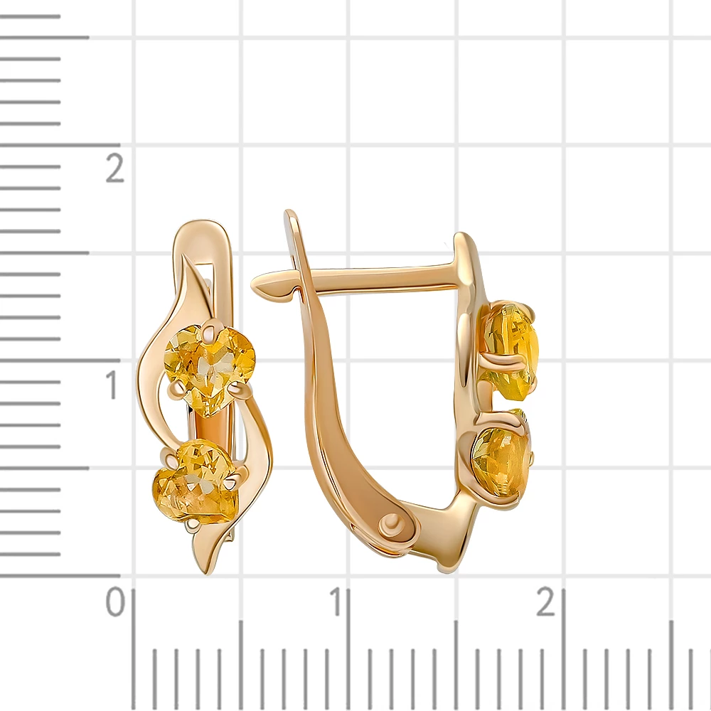 Серьги с цитринами из красного золота 375 пробы 3