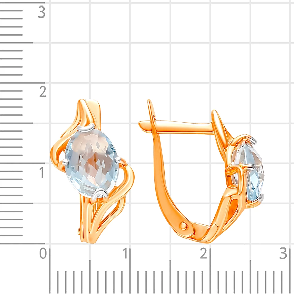 Серьги с топазами из красного золота 375 пробы 2