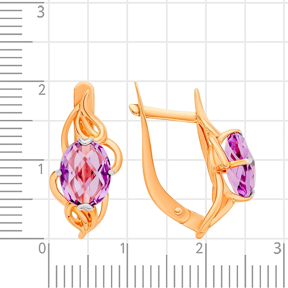 Серьги с аметистами из красного золота 375 пробы 2
