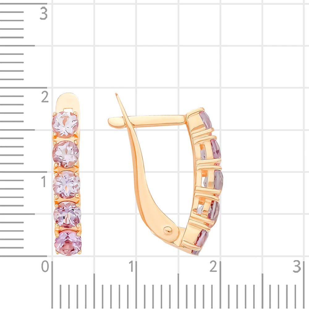 Серьги с аметистами из красного золота 375 пробы 3
