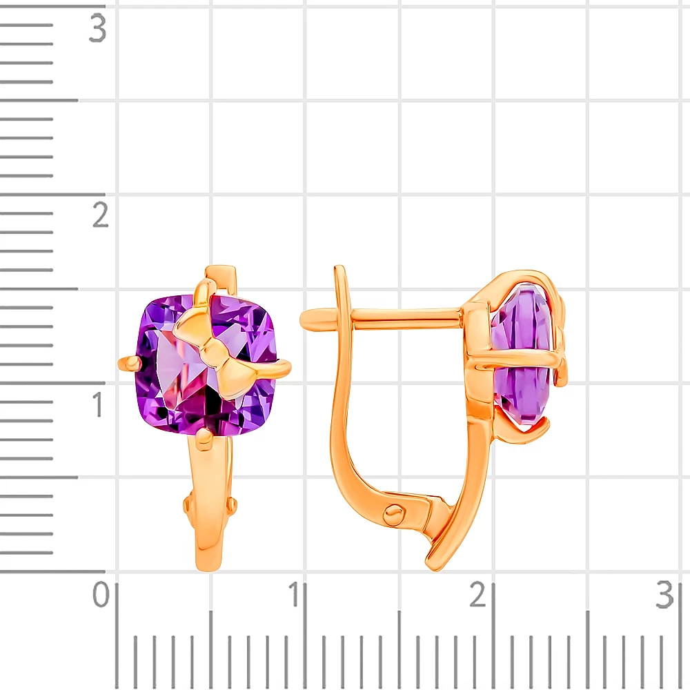 Серьги с аметистами из красного золота 585 пробы 2
