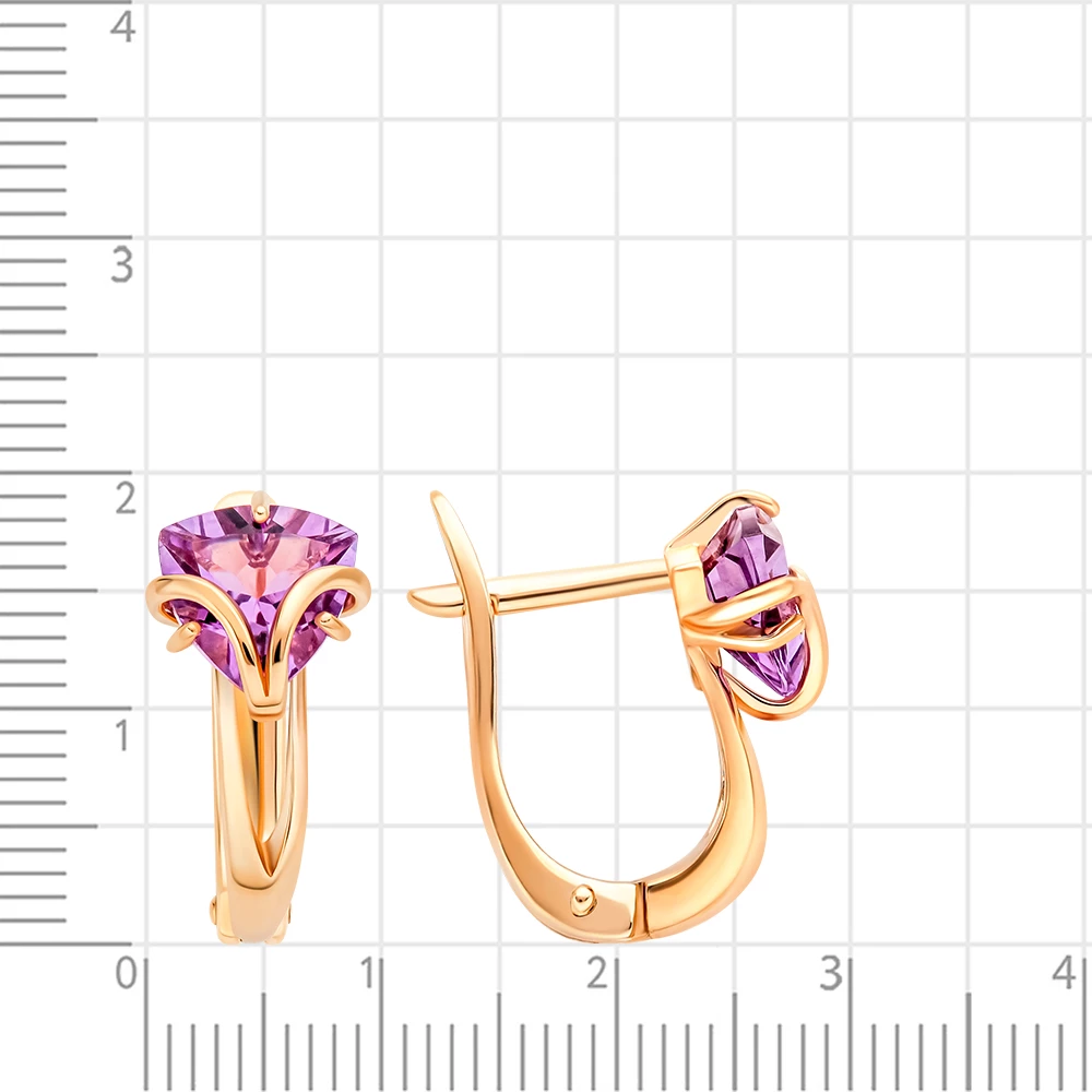 Серьги с аметистами из красного золота 585 пробы 2