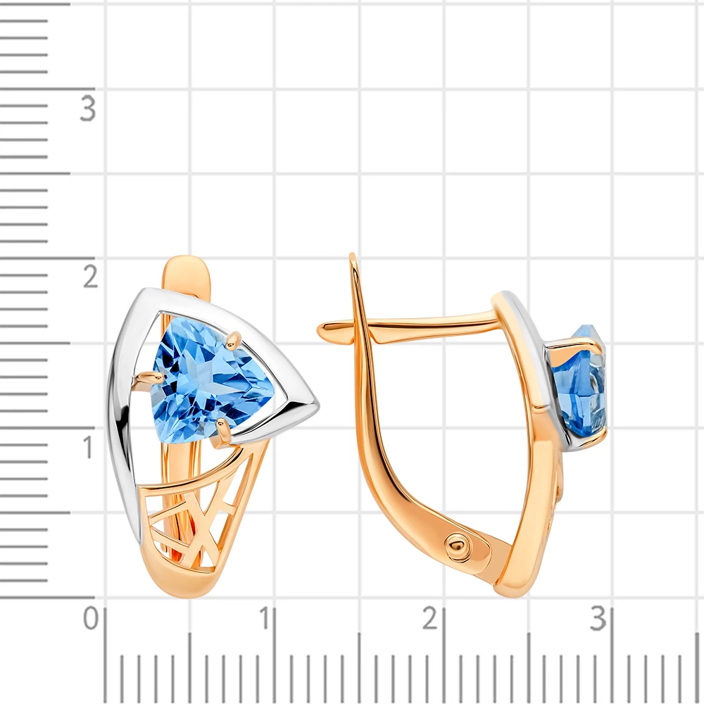 Серьги с топазами из красного золота 585 пробы 2