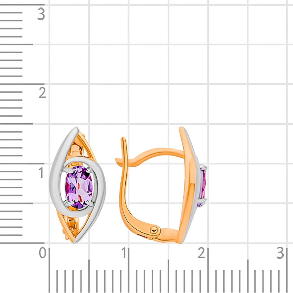 Серьги с аметистами из красного золота 585 пробы 2